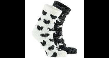 Apollo bedsokken / huissokken - kinderen - 2-pack - zwart/wit - one size - Slaapsokken - Slofsokken
