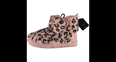 Apollo Dames hoge pantoffels/sloffen luipaard print - roze - maat 37-38