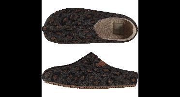 Apollo Dames instap slippers/pantoffels - luipaard print - beige - maat 37-38