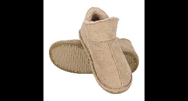 Apollo dames sloffen - instappers - beige - suede look - hoog model - pantoffels - harde zool