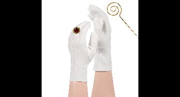 Apollo Sinterklaas handschoenen - wit - maat M - kort model - katoen - sint en piet - verkleden