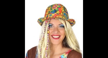 Atosa Hippie trilby hoedje - gekleurd - voor volwassenen - Flower Power