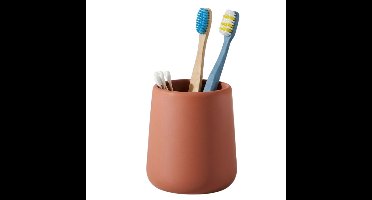 Badkamer beker / tandenborstelhouder Earth Serie - Keramiek - terracotta - 8 x 10 cm