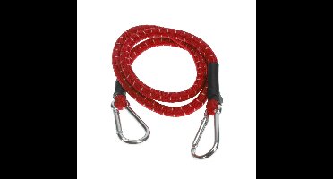 Bagage spin/spanelastiek voor fiets/auto - rood - 80 cm - elastiek met karabijn haken