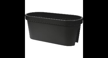 Balkon plantenpot/bloempot - antraciet - 60 x 25 cm - ovaal - kunststof