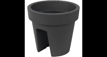 Balkon plantenpot/bloempot - antraciet grijs - 5 liter - kunststof - D25 x H23 cm