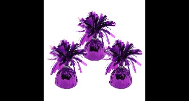 Ballon gewichtjes - 3x - paars - 170 gram - gewichtjes voor helium ballontrosjes