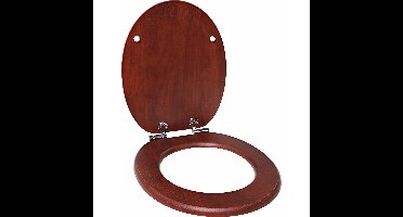 Bathroom Solutions Toiletbril - bruin - MDF - houtnerf look - wc bril - 45 x 37,5 cm - 18 inch