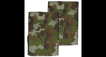 Benson Afdekzeil - 2x stuks - leger camouflage - kunststof - 3x4 m - dekkleed