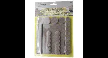 Benson Anti krasvilt meubelvilt - 80 delige set - grijs - mix formaten - viltglijders