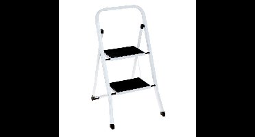 Benson Huishoudtrap - wit - 2 treden - metaal - keukentrapje - uitgeklapt 70 cm - opstap