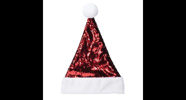 Benson Kerstmuts met pailletten - in het rood - wrijfbaar - polyester - voor volwassenen