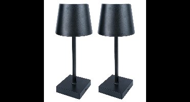 Benson LED tafellamp - 2x - zwart - aanraaksensor - aluminium - 26 cm