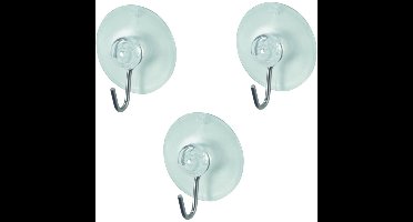 Benson Ophanghaak met zuignap - wit - 6x - kunststof - D45 mm