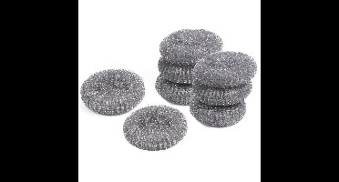 Benson Staalwol schuursponzen - 8x - grof - groot - grijs - voor pannen en meer