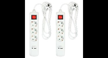 Benson Stekkerdoos 3-voudig - 2x usb - schakelaar - geaard - wit - 150 cm