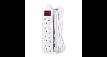 Benson Stekkerdoos - 4-voudig - wit - 5M - randaarde - met schakelaar