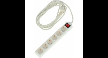 Benson Stekkerdoos - 6-voudig - wit - 3 meter - randaarde - schakelaar - verlengsnoer