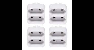 Benson Stopcontact splitter - 4x stuks - wit - duo - platte stekkers - 1155 Watt