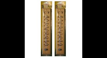 Benson Thermometer - 2x - binnen en buiten - hout - met ophangoogje