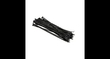 Benson Tiewraps kabelbinders - 100x stuks - zwart - 20 cm - tie ribs