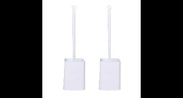 Benson Toiletborstel met houder - 2x - wit - kunststof - WC borstel - 41 cm