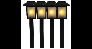 Benson Tuinlamp prikspot - 4x - solar - vlam effect 34,5 cm - sfeervolle tuinverlichting
