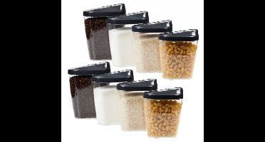 Benson voorraadpotten - 8x stuks - BPA vrij - luchtdicht - verschillende maten - doorzichtig