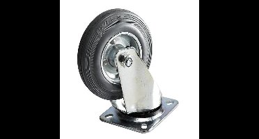 Benson Zwenkwieltje - 4x - rubber zwart - 125 mm - draagkracht 100 kg