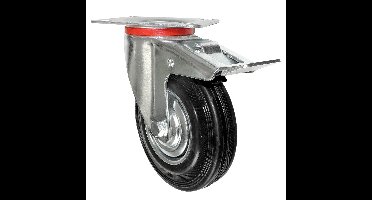 Benson Zwenkwieltje met rem - 2x - rubber - draagkracht 100 kg - 125 mm