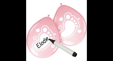 Beschrijfbare ballonnen - 6x - geboorte meisjes - roze - feestballonnen met schrijfvlak