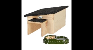 Best for Birds Egelhuis en voederbakje set - 61 x 30 x 20 cm - hout - weerbestendig