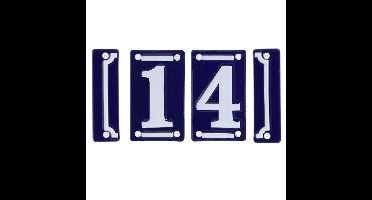 Best for Boots huisnummer 14 - met sierrand - Oudhollands - emaille - blauw/wit