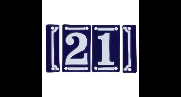 Best for Boots huisnummer 21 - met sierrand - Oudhollands - emaille - blauw/wit