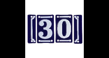 Best for Boots huisnummer 30 - met sierrand - Oudhollands - emaille - blauw/wit