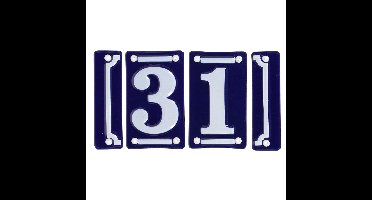 Best for Boots huisnummer 31 - met sierrand - Oudhollands - emaille - blauw/wit