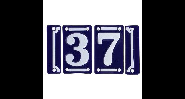 Best for Boots huisnummer 37 - met sierrand - Oudhollands - emaille - blauw/wit