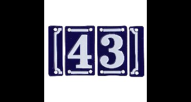 Best for Boots huisnummer 43 - met sierrand - Oudhollands - emaille - blauw/wit