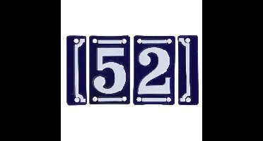 Best for Boots huisnummer 52 - met sierrand - Oudhollands - emaille - blauw/wit