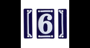 Best for Boots huisnummer 6 - met sierrand - Oudhollands - emaille - blauw/wit