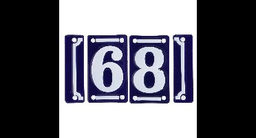 Best for Boots huisnummer 68 - met sierrand - Oudhollands - emaille - blauw/wit