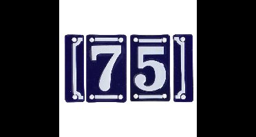 Best for Boots huisnummer 75 - met sierrand - Oudhollands - emaille - blauw/wit