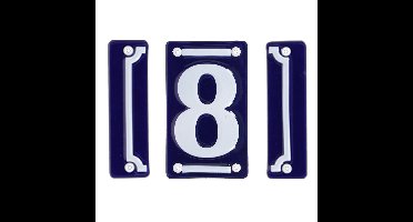 Best for Boots huisnummer 8 - met sierrand - Oudhollands - emaille - blauw/wit