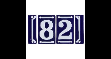 Best for Boots huisnummer 82 - met sierrand - Oudhollands - emaille - blauw/wit