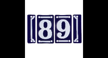 Best for Boots huisnummer 89 - met sierrand - Oudhollands - emaille - blauw/wit