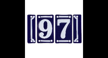 Best for Boots huisnummer 97 - met sierrand - Oudhollands - emaille - blauw/wit