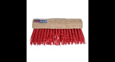 Bezemkop buiten halfrond rood hout/nylon 31 cm