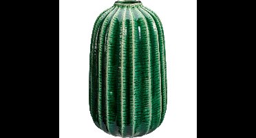 Bloemenvaas cactus - groen - keramiek - D17 x H30 cm - vaas cactus patroon
