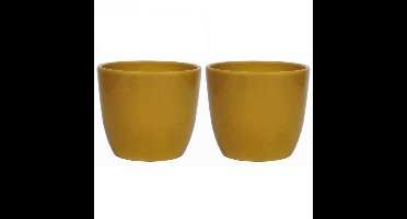 Bloempot glanzend oker geel keramiek voor kamerplant H15 x D17.5 cm
