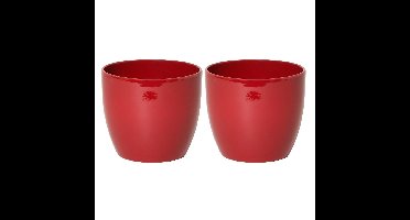 Bloempot glanzend wijn rood keramiek voor kamerplant H17 x D19.5 cm